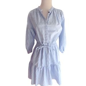 Medium Joie Women’s Size Medium Mini Dress Cotton Ruffled Puff Sleeve Blue